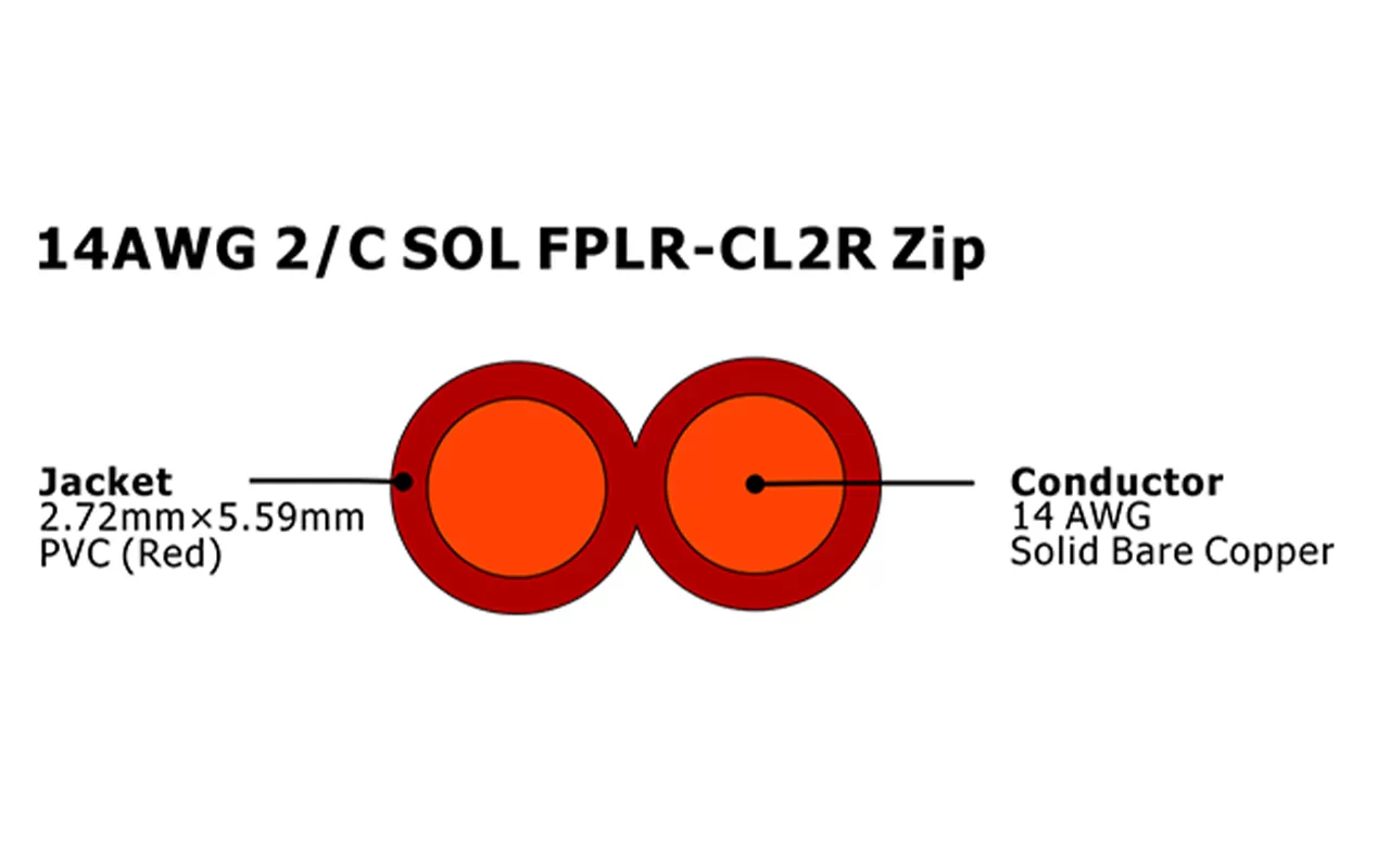 XF-14AWG 2/C SOL FPLR-CL2R Zip Unshielded Fire Alarm Cable